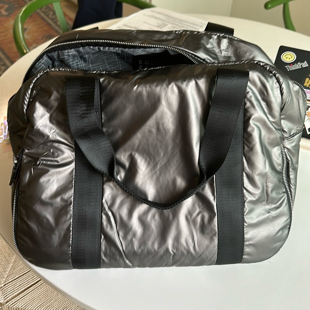 Grey metallic gym bag